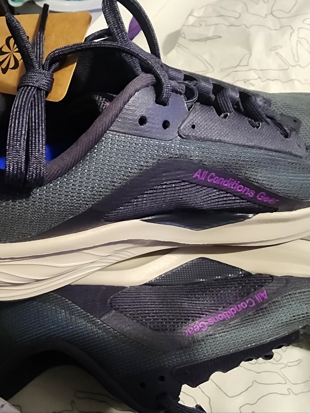 Nike Men's All-Conditions Gear Running Shoes - Dark Gray with Purple Accents